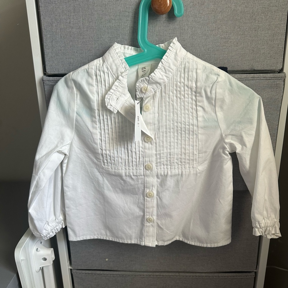 NWT Banana Republic Baby Kids Toddler 100% Cotton Girls Blouse White Shirt 12-18